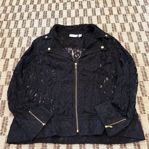 Chico's Black Lace Jacket with Gold Accents